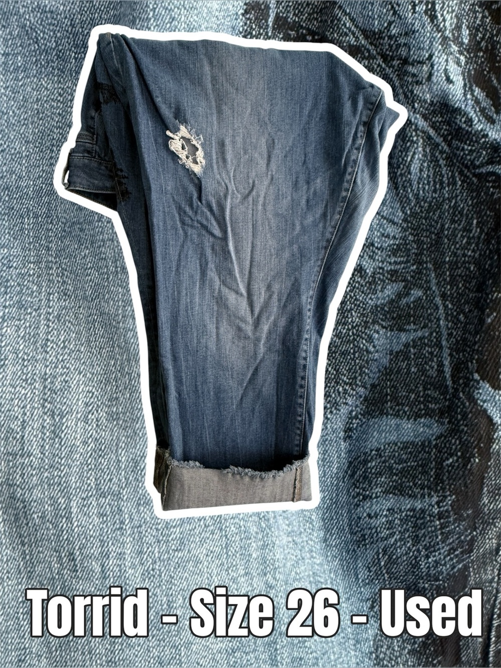 Torrid Dark Blue Distressed Cropped Jeans